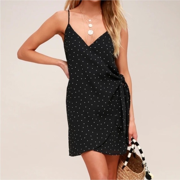 Lulus Dots Going On? Black Polka Dot Wrap Dress - Picture 5 of 9